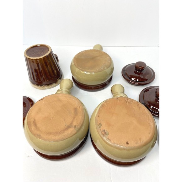 Soup Bowls , GLAZED STONEWARE CLAY WITH HANDLE AND LID 3 lot, 1 Mug Monmouth - Picture 4 of 15